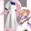 Anime higurashi quando eles choram hou ryugu rena reina cosplay fantasia vestido branco roupa adulta