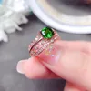 Klusterringar meibapj naturlig diopside/citrin ädelsten trendig modering för kvinnor riktiga 925 sterling silver charm fina festsmycken