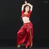 Stage Wear Women Adult Belly Dance Suit Halloween Festival Carnival Cosplay Costume 2pcs Top And Pants
