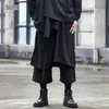 Męskie spodnie ciemne seria japońska streetwear moda hakama patchwork twórcze przycięte spodnie Męskie para prosto 195s