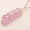 Pendentif Colliers Rétro Mode Naturel Pierre Violet Cristal Bijoux Irrégularité Collier Chandail Chaîne Femmes Fil Wrap Chanceux Gif296R