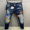 DSQ PHANTOM TURTLE Jeans da uomo Classico Moda Uomo Jeans Hip Hop Rock Moto Uomo Design casual Jeans strappati Distressed Skinny 266w