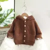 Cardigan autumn and winter clothes girls thickened hooded plus fleece sweater coat pockets female baby Kids cardigan 231013