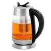 Vattenflaskor Ovente Glass Electric Tea Kettle 1,8 liter trådlös 1500W omedelbar vattenpannavärmare med rostfritt stål Infuser 231013