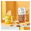 Canecas Cute Cat Mouthwash Copo Escova de Dentes Desenhos Animados Espessado Lavagem Família Viagem Gota Entrega Home Jardim Cozinha Jantar Bar Drinkware Dhtuw