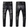 Jeans Designer hommes jeans hip-hop fermeture éclair trou lavage pantalon rétro déchiré pli couture hommes design moto équitation cool slim pantalon bleu ciel jean pour femmes 28-40.SML