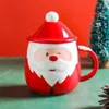 Mugs Mugs Christmas Cups Tree Ceramics Milk Coffee High Capacity Dust-Proof With Lid Handle Non-Slip Heat Resistant Santa Claus Gift 231013