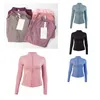 Veste à manches longues femmes yoga gym sweat à capuche col montant fitness yoga formation veste à glissière loisirs sweats 9 styles noir blanc bleu rose y2k taille s-2xl