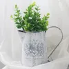 Vases 1Pcs Vintage Flower Arrangement Iron Art Bucket Birds French Script Container Can't Hold Water Watering Kettle Ornaments