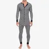 Herrspårpyjamas randiga pyjamas i ett stycke sätter manens mager jumpsuit långärmad höst/vinter 2023 loungewear