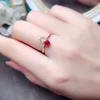 Bagues de cluster MeiBaPJ 4mm Petit Ruby Naturel Gemstone Fashion Starfish Bague pour femmes Real 925 Sterling Silver Fine Bijoux de mariage