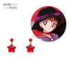 Thema Kostüm Sailor Mars Hino Rei Cosplay Ohrringe Tiara Red Ear d Cosplay Accesseries Cos Prop Für durchbohrte OhrenL231013