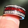 Size 8-12 Fashion Jewelry Antique Jewelry Men Garnet Diamonique Cz Diamond Gemstone 10KT White Gold Filled Wedding Band Ring gift 2840