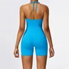 Active Sets Backless Yoga Jumpsuit Women Without Padding Gym Set Sportswear Fitness Overalls Sport Clothes Clothing For Blue