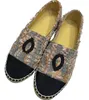 10A Novos sapatos casuais tweed sapatos de pescador clássico luxo moda couro boca rasa estribos de fundo plano tecido fio balé designer esportes lefse 35-42