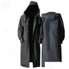 Imperméables Noir imperméable long imperméable femmes hommes manteau de pluie à capuche pour la randonnée en plein air voyage pêche escalade épaissie mode adt dhrfz