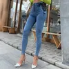 Pantalon femme automne/hiver taille haute jean dames pansement 2023 Denim extensible noir lavé coupe ajustée