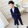 Suits Suits Spring Autumn Children Double Breasted Suit Set Kids Wedding Party Performance Costume Boys Pure Color Blazer Pants 2Pcs O Dhnmi