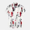 Heren T-shirts Mannen Bloemen Shirts Slim Fit T-shirt Katoen Linnen Print Korte Mouw Knop Heren Mode Blouse Top vetement Hom285O