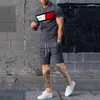 Tute da uomo Uomo Patcwork Streetwear Manica corta Fitness Omewear T-Sirt Pant 2 pezzi Set Outdoor Uomo Estate Abiti casual