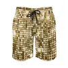 Mäns shorts gyllene disco bollbräda metalliska glitter glittrar bekväma strandbyxor trenky plus size män