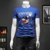 Été 2023 Nouvelle Angleterre Hommes Hauts Mercerisé Coton Tendance T-shirts Manches Courtes Mode Impression Décontracté Col Rond Embroide228G