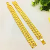 Bangle HOYON Real 24K Gold Coating Bracelet for Men Women Widen Watch Chain Bangles Pure Yellow Gold Color Chain Collares Fine Jewelry 231013