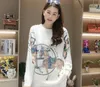 23SS Luxury Sweaters Womens Long Sleeve Rhinestone Horse Pullover Designer Tröja Kvinnliga kläder