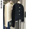 Women 'Blends Office Lady Black Coat 2023春と秋の韓国スタイル多目的ファッションツイードスモールスーツの女性231013