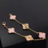 Van-Clef Arpes Bracelet Designer Femmes Qualité Originale V Doré Cinq Fleurs Chanceux Quatre Feuilles Herbe Rose Coquille Laser Bracelet Fille Luxe Petits Amis Cadeau