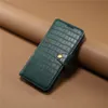 Funda de teléfono Vogue con estampado de cocodrilo en folio de lujo para iPhone 15 Plus 14 13 12 11 Pro Max XR XS Ranuras para tarjetas duales con estilo y robusta Cartera de cuero sólido con función atril