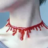 Chokers Creative Red Dripping Blood Choker Necklace For Women Halloween Decoration Punk Simulation Bleeding Necklace Festival Jewelry 231013