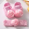 Ensemble de chaussures pour bébés, premiers pas, bandeau, princesse mignonne, roses