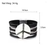 Charmarmband Allyes Peace Symbol Leather Armband For Women Magnetic CLASP Vintage Metal Chain Multilayer Weave Wide Smycken