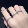 Cluster anneaux 14K White Gold Women Ring Moisanite Diamonds 7 PCS 0.2 4 mm Round Classic Wedding Party Engagement Anniversary