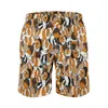 Shorts masculinos colagem de cobaia placa verão bonito animal surf praia secagem rápida vintage tamanho grande troncos de natação