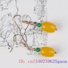 dangle earrings yellow Jade for women designer Jewelry Talismans chalcedony自然ファッションストーン925シルバーラグジュアリーアミュレットヴィンテージ