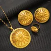 Collana Orecchini Set Gioielli color oro etiope Orecchini pendenti rotondi Anello Africa Donna Uomo Sposa Festa di nozze Eritrea Set regali