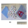 Bibs Burp Cloths 3 pièces/ensemble mignon Momscare enfants infantile nouveau-né bébé Bandana bavoirs serviette salive rot chiffons coton dessin animé Animal Trianga Dhhz5