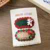 Haarschmuck 2023 2 Stück Winter Weihnachten Thema Kinder Mädchen Haarnadel Cartoon gestrickte ovale Spitze Clips Schneemann Weihnachtsbaum Kinder Kopfbedeckung