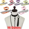 Sexy Darkness Style Necklace Metal Chain Choker Punk PU Leather Collar Unisex Flirting Role Play Neck Belt Exotic Bondage Leash285S