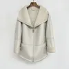 Toteme Women's Lapel Zipper Leather Wool Coat