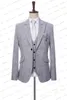 Abiti da uomo 2023 Grigio Chiaro Striscia Uomo 3 Pezzi Vestito Slim Fit Ufficio Formale Matrimonio Sposo Smoking Frac Per Moda Maschile panno