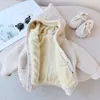 Cardigan autumn and winter clothes girls thickened hooded plus fleece sweater coat pockets female baby Kids cardigan 231013