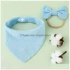 Bibs Burp Cloths 2 PCS Baby Girls Loasty Bow Bowgbelder Saliva Tail