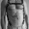Staniki staników na skórzaną uprzężę męską gej regulacyjny klatkę piersiową Top Club Cosplay Susing Mężczyzna egzotyczny Nighwear306V