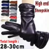 Fem fingrar handskar highend läder fårskinn handskar kvinnor varm stickad flanell foder pekskärm färg kör äkta 231013