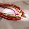 Collier ras du cou en perles colorées pour femmes, pendentif avec lettre en acier inoxydable, à la mode, bijoux en forme de cœur, accessoires Boho