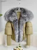 Women's Fur Faux Fur Janveny Large Real Silver Fox Fur Collar 2023 White Duck Down Jacket Women Winter Luxury Puffer Coat Oversize Feather OutwearL231013