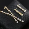 Wedding Jewelry Sets WEIMANJINGDIAN Brand Arrival High Quality Teardrop Cubic Zirconia CZ Necklace and Earring Elegant Wedding Bridal Jewelry Set 231013